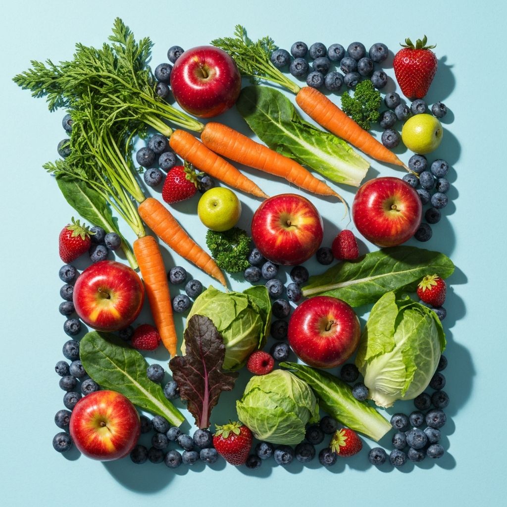 Fresh fruits and vegetables composition